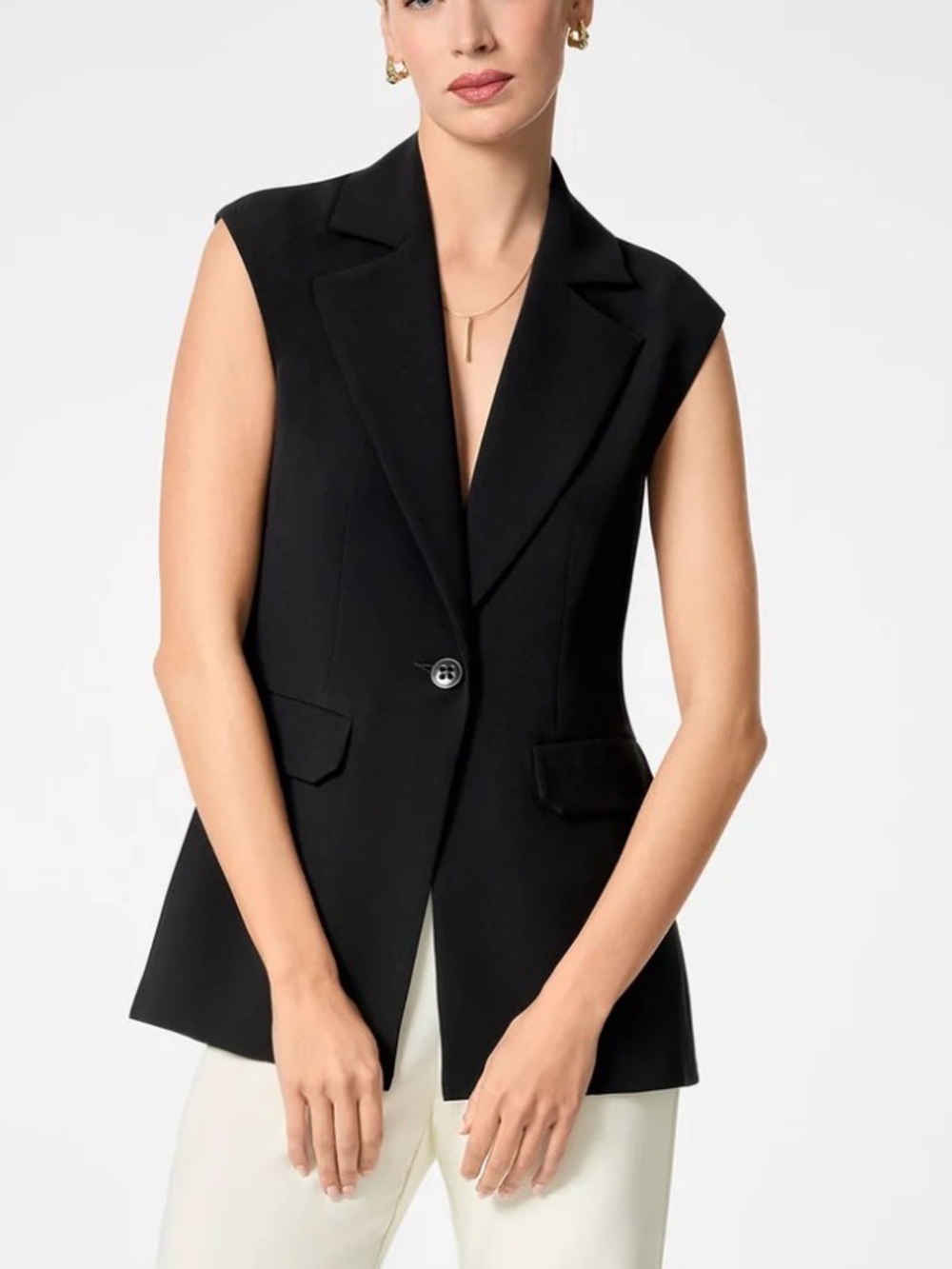 Trina Turk Sleeveless Black Tailored Blazer